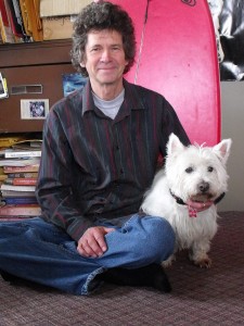 The author and his dog, Murdo love the surf. Photo: Chris Benjamin