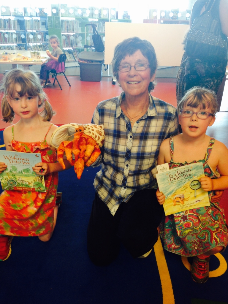 Author Peggy Kochanoff poses with budding young naturalists at her "Be a Beach Detective" book launch at the Halifax Central Library on Sunday, June 7. Photo courtesy of Nimbus Publishing.