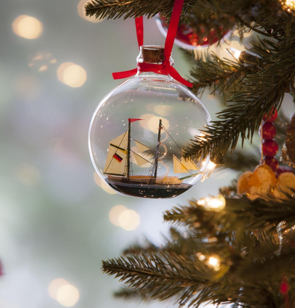 Ship Ornament on Tree